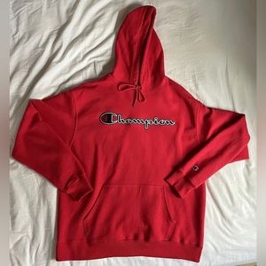 Red Champion Hoodie XL Logo Stitch Embroidered LIGHTLY WORN